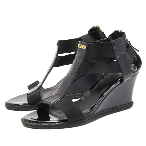 Fendi Black patent leather Women's Sandals size 38 - Picture 3 of 14